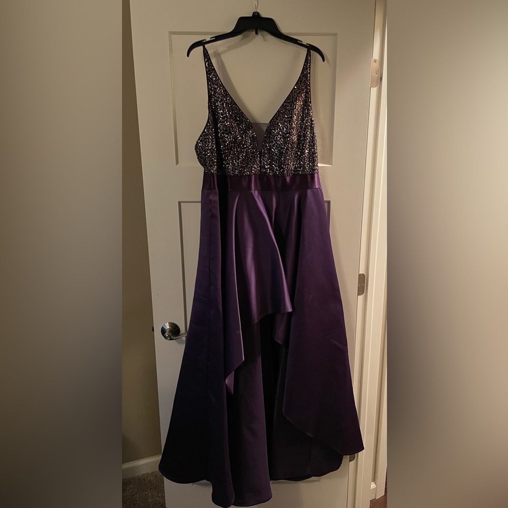 Ever Pretty Elegant Purple Gold Hi-Low Evening Gown | Size 22 | Worn Once